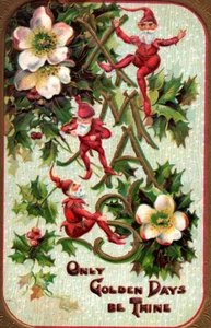 Antike Elfen Elfe Weihnachts Postkarte - Bild 1 von 3