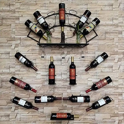 Iron Wall Wine Bottle Rack Holder Wall Mounted Wine Racks Firm Wine Display - Image 1 of 4