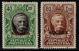 Portugal Azores 1925 40c, 80c Branko Centenary SG333, 338 MLH/MNH - Picture 1 of 1