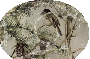 Pottery Barn Snow Pine Bird Serving Platter Large And Ceramic - Picture 1 of 6
