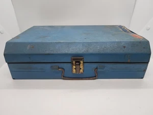 Piccola cassetta porta attrezzi vintage in metallo blu - Foto 1 di 7