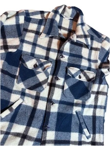 VTG WOOLRICH Camp Plaid Check Wool Blue Shirt Jacket Shacket Mens Sz M USA - Picture 1 of 21