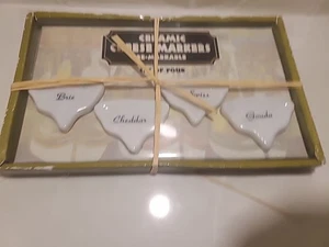 KERAMIK KÄSEMARKER 4ER SET BRIE/CHEDDAR/SWISS/GOUDA NEU - Bild 1 von 4