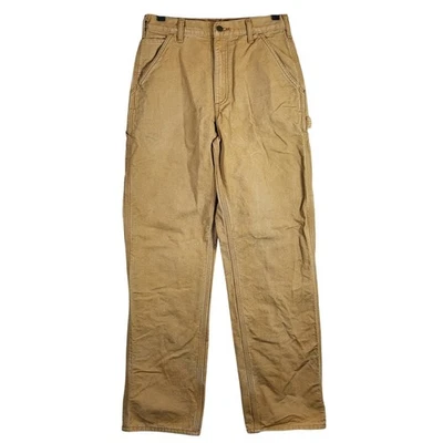 Carhartt B111 BRN 30x34 Loose Fit Flannel Lined Work Pants Brown Cotton Mens - Image 1 of 4
