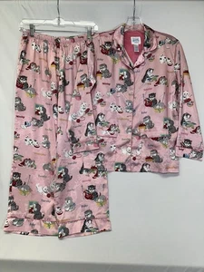 Nick & Nora Girl’s PJ Set Size L 10/12 Pink Satin Kittens Days Of Week - Picture 1 of 12
