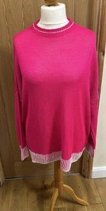 kit and kaboodal Pink & White Ladies Light Weight Jumper Over Sized 16/18 - Picture 1 of 6
