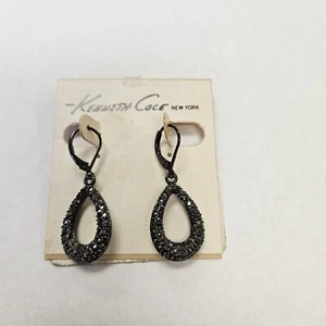 Set of 2 earrings Dillard's Black Hematite & crystal Ladies Earrings - Picture 1 of 2