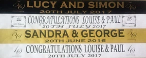 PERSONALISED  WEDDING ANNIVERSARY, ENGAGEMENT BANNERS PARTY DECORATIONS FREE P&P - Picture 1 of 8