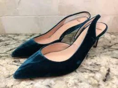 NUEVO JCrew $258 Colette Slingback D'Orsay Bombas 9.5 Dark Sea J7643 Terciopelo LYH Foto 1 de 1