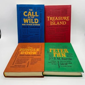 Adventure Box Set of 4 Books Jungle Book Peter Pan Treasure Call Wild Canterbury - Picture 1 of 24
