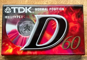 TDK D 60 BRAND NEW SEALED Blank Cassette Tape - Picture 1 of 3