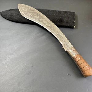 Vtg Kukri Gurkha Knife w Sheath 1960s Middle Eastern Afghan Machete Full Tang - Picture 1 of 20