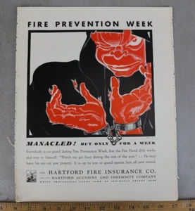Vintage Print Ad Advertising Hartford Fire Insurance Co. 1930 Fire Prevention - Picture 1 of 6