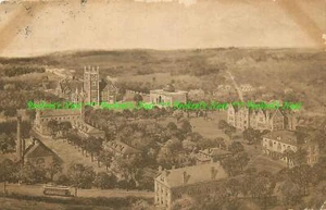RPPC Bowdoin College Maine University Campus mit Straßenbahn Postkarte verschickt - Bild 1 von 2