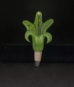 Hand Blown Glass Cork Lily Bottle Stopper Decorative Art Glass HGP18 - Picture 1 of 7