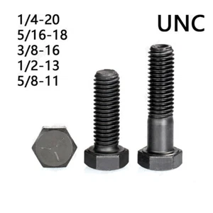 Black Steel Hexagon Bolts Hex Head Cap Screws DIN933 1/4 5/16 3/8 1/2 5/8 - Picture 1 of 12