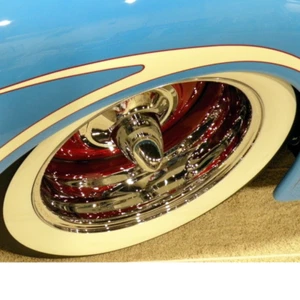 Wide 14" Whitewall Tire Inserts Trim Set Fits Hot Rod Custom Car Truck - Picture 1 of 12