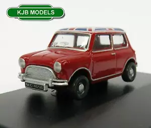 BNIB OO GAUGE OXFORD 1:76 76MN001 Tartan Red/Union Jack Austin Mini Car - Foto 1 di 2