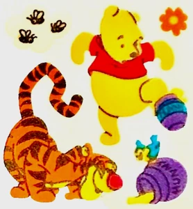 *RARE*   Fuzzy WINNIE THE POOH BEES HONEY POT Sandylion Stickers - 1 square - Picture 1 of 1