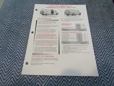 Ford E150 1992 furgoneta de carga vs Chevrolet G20 concesionario álbum comparación folleto hoja Foto 1 de 3