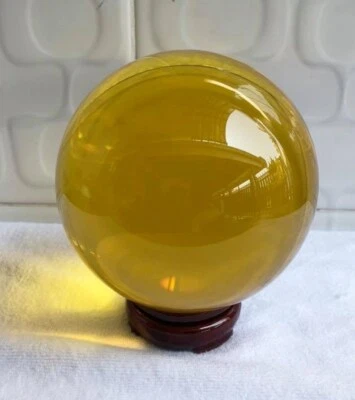 天然水晶黄色治疗石英球幸运宝石佛护身符吊饰 50 毫米 — 第 1/4 张图片