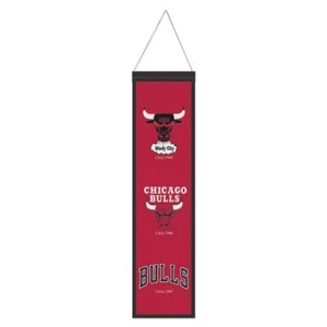 Chicago Bulls NBA Heritage Banner Embroidered Wool 8" X 32" - Picture 1 of 1