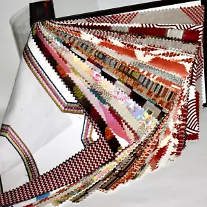 Big FABRIC SAMPLE BOOK Red SUNSET Orange Berry 33pcs LOT Print Embroidery Woven - Picture 1 of 19