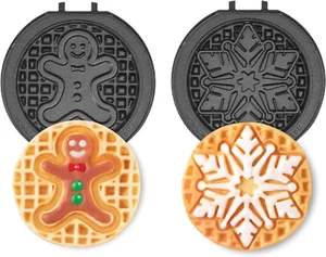 DASH Multimaker Mini 4” Nonstick Waffle Plates (Gingerbread & Snowflake) 2Pc - Picture 1 of 12