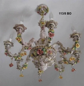 Capodimonte Made in Italy Chandelier 8 Lights Brown & Gold Finish 36x36 - Picture 1 of 1