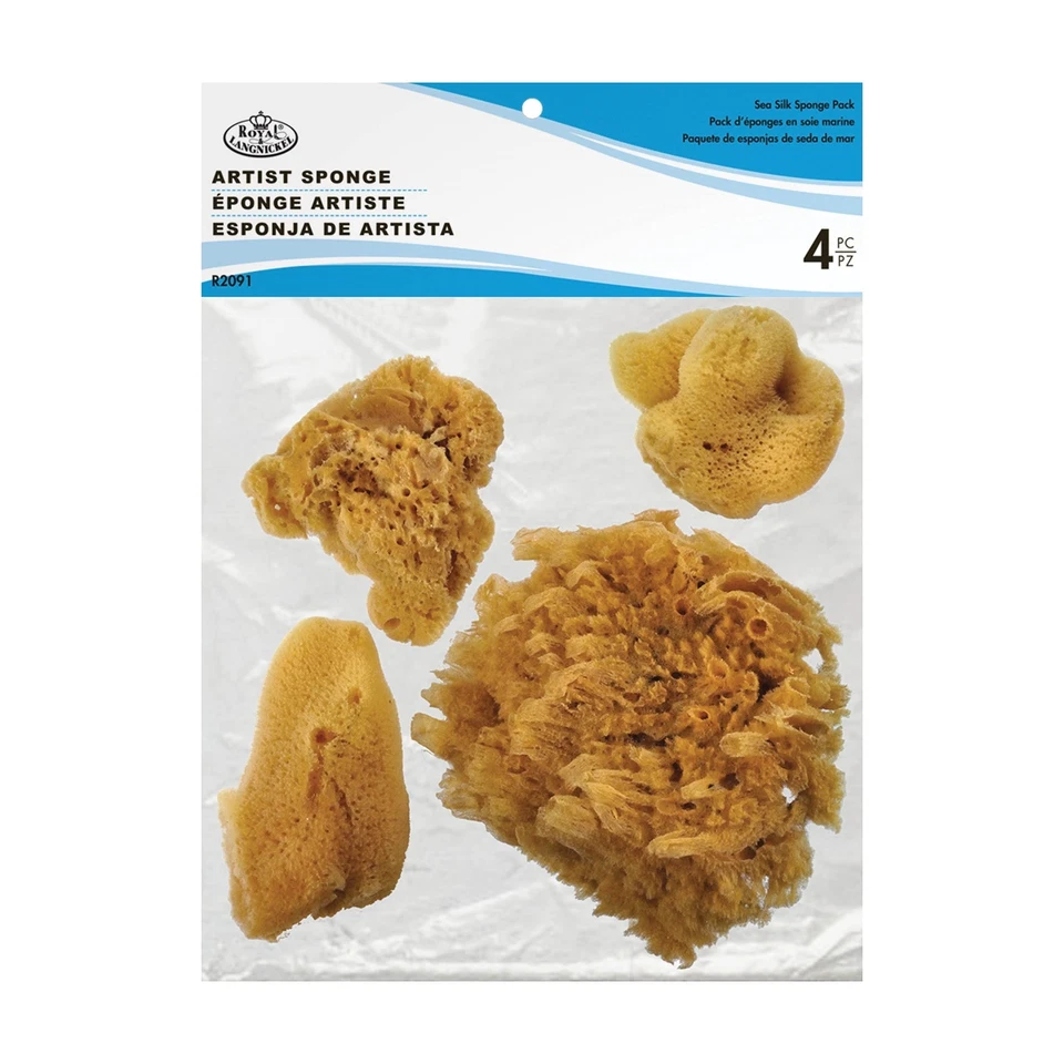 Natural Ocean Artist Sponges 3 Silk/1 Jumbo 4/pkg 270920 Royal Brush