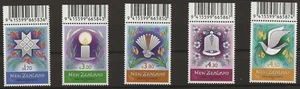 New Zealand 2022 - Christmas Set of 5 with BAR CODES - MNH - Picture 1 of 1