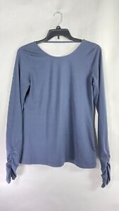 NWOT Zella Womens Active Top Scoop Back Long Sleeve Ruched Blue Size XL         