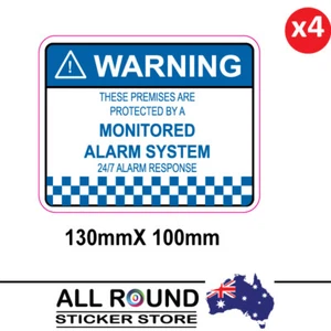 4 x Alarm System Monitored Warning Security Stickers 130mm x 100mm - Picture 1 of 4