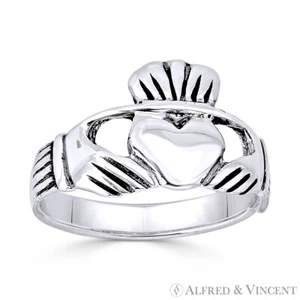 Anillo Claddagh Corazón Celta Irlandés Dije Promesa de Amistad en Plata Esterlina 925 - Imagen 1 de 1