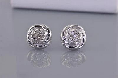 OC Tanner Sterling Silver 11mm x 11mm Swirled Diamond Cluster Post 925 Earrings - Image 1 of 4