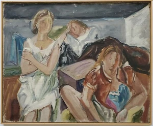 Gemälde Ölgemälde Figuren Frauen Personen Conrad Westphal Signiert Nachlass - Bild 1 von 13