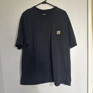 T-shirt vintage anni 90 Carhartt K87 tasca blu navy uomo taglia XL abbigliamento da lavoro - Foto 1 di 3