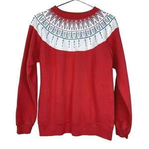 De Colección Cheswick Toyo Enterprise Sugarcane Fair Isle Rojo Suéter Sudadera M RARO - Imagen 1 de 7