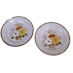 Set of 2 Design Two FERNDALE Flower Basket Bread Dessert Plates - Picture 1 of 4