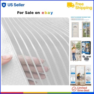 Heavy Duty Fiberglass Magnet Door Screen Mesh Self Sealing Keep Bugs Out - Image 1 of 4