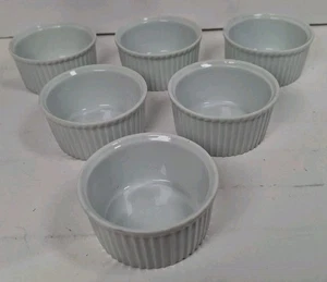 APILCO #3 Ramekins Ribbed White Porcelain Set of 6, Crafted in France, NICE! - Picture 1 of 4