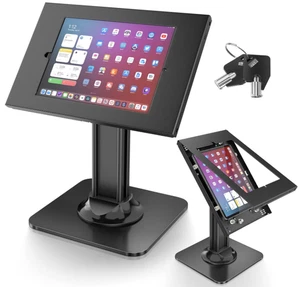 Anti-Diebstahl iPad Kiosk Ständer mit Schloss & Schlüssel Schwarz 360° Schwenkbar 10,5" Max - Bild 1 von 10