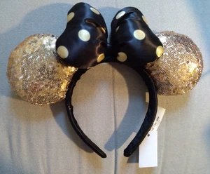 Disney Ohren Disneyland Paris ist magisch bestickt am Band Gold & Schwarz NEU mit Etikett - Bild 1 von 11