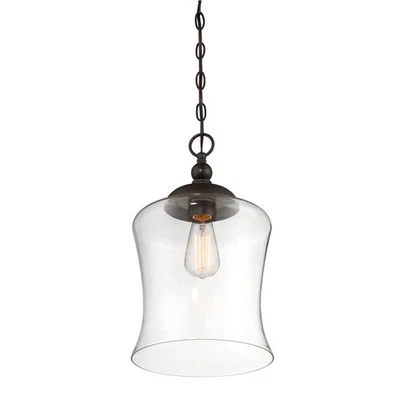 Savoy House 1-Light 17" Pendant Light, Oil Rubbed Bronze Clear Glass M70019ORB  - Image 1 of 3