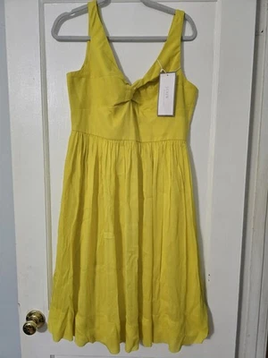 Vestido sin mangas de seda J.Crew talla 12 amarillo cuello en V línea A boda fiesta Foto 1 de 4