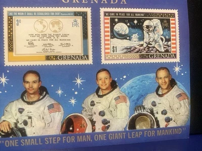 1969 Grenada Apollo 11 U.S. First Moon Landing Minisheet MNH Armstrong, Aldrin - Image 1 of 4