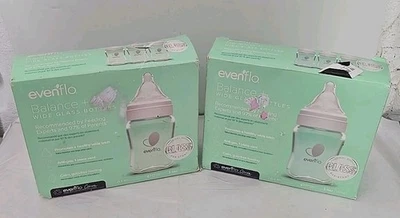 Evenflo Balance Wide Neck Glass Anti-Colic Baby Bottles 6oz 3 Pack NOB LOT of 2 - Image 1 of 4