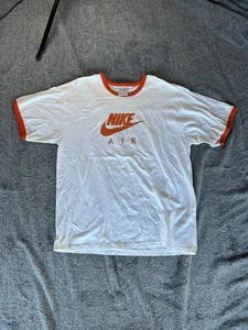 Nike Air Shirt Mens Large White Orange Ringer Retro Swoosh Athletic Logo - Picture 1 of 6