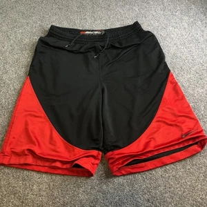 Vintage Nike Shorts Mens Medium Black Red Dazzle Shiny Basketball Baggy Y2K - Picture 1 of 10