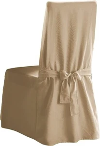 Surefit Slipcover For Long Dining Chair Duck Solid Tan Relaxed Fit - Picture 1 of 3